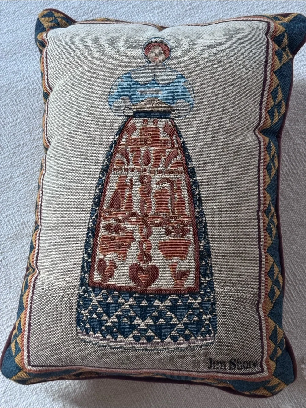 Jim Shore Thanksgiving Harvest Pilgrim Woman Rectangular Tapestry Pillow